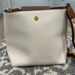 Tory Burch White and Brown Shoulder Bag